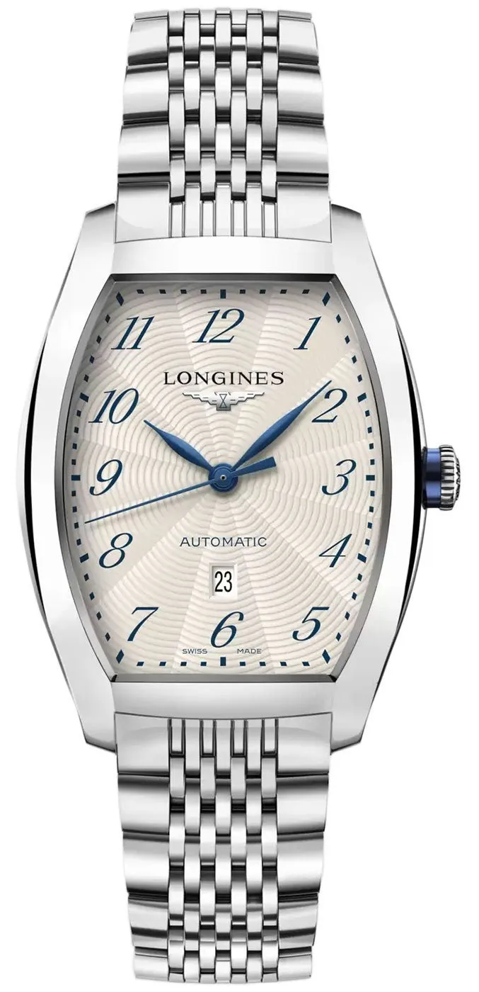 Longines?Evidenza Automatic?Stainless Steel Tonneau Silver Dial Date Unisex Watch L2.342.4.73.6