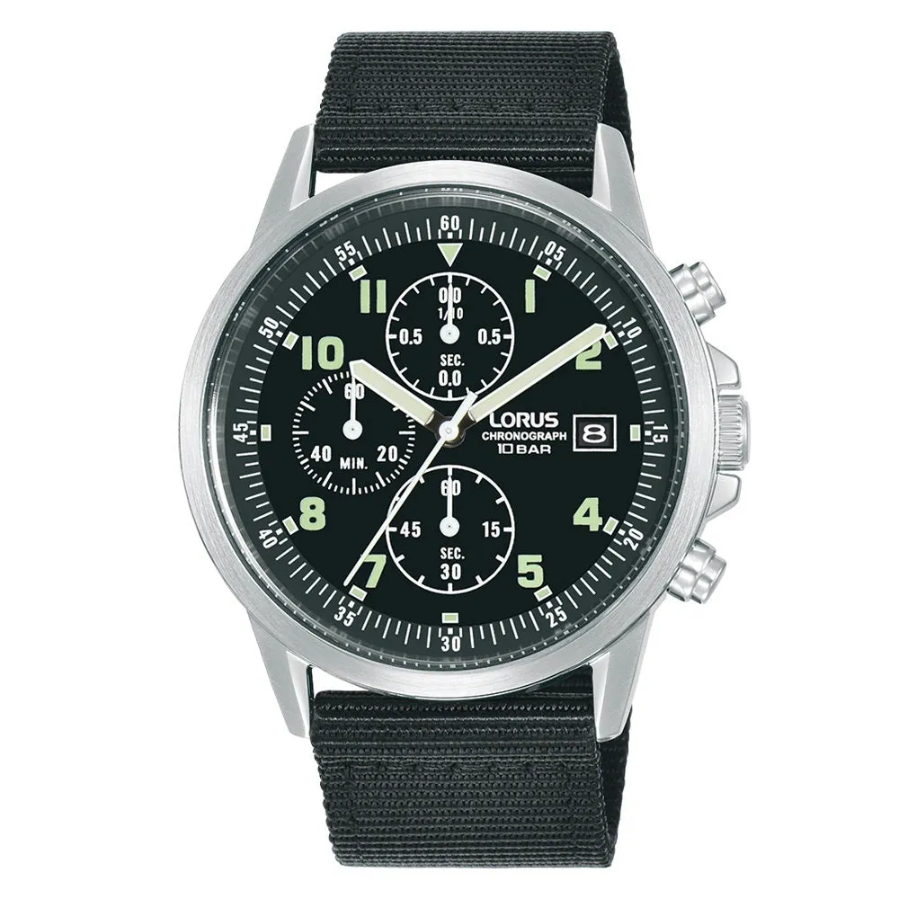 Lorus Chronograph Black Strap Mens Watch RM347JX9 