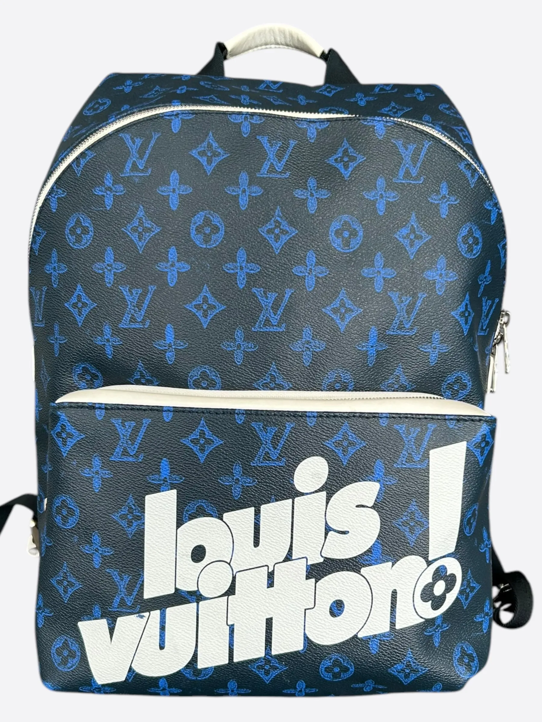 Louis Vuitton Blue & White Monogram Everyday Logo Discovery Backpack