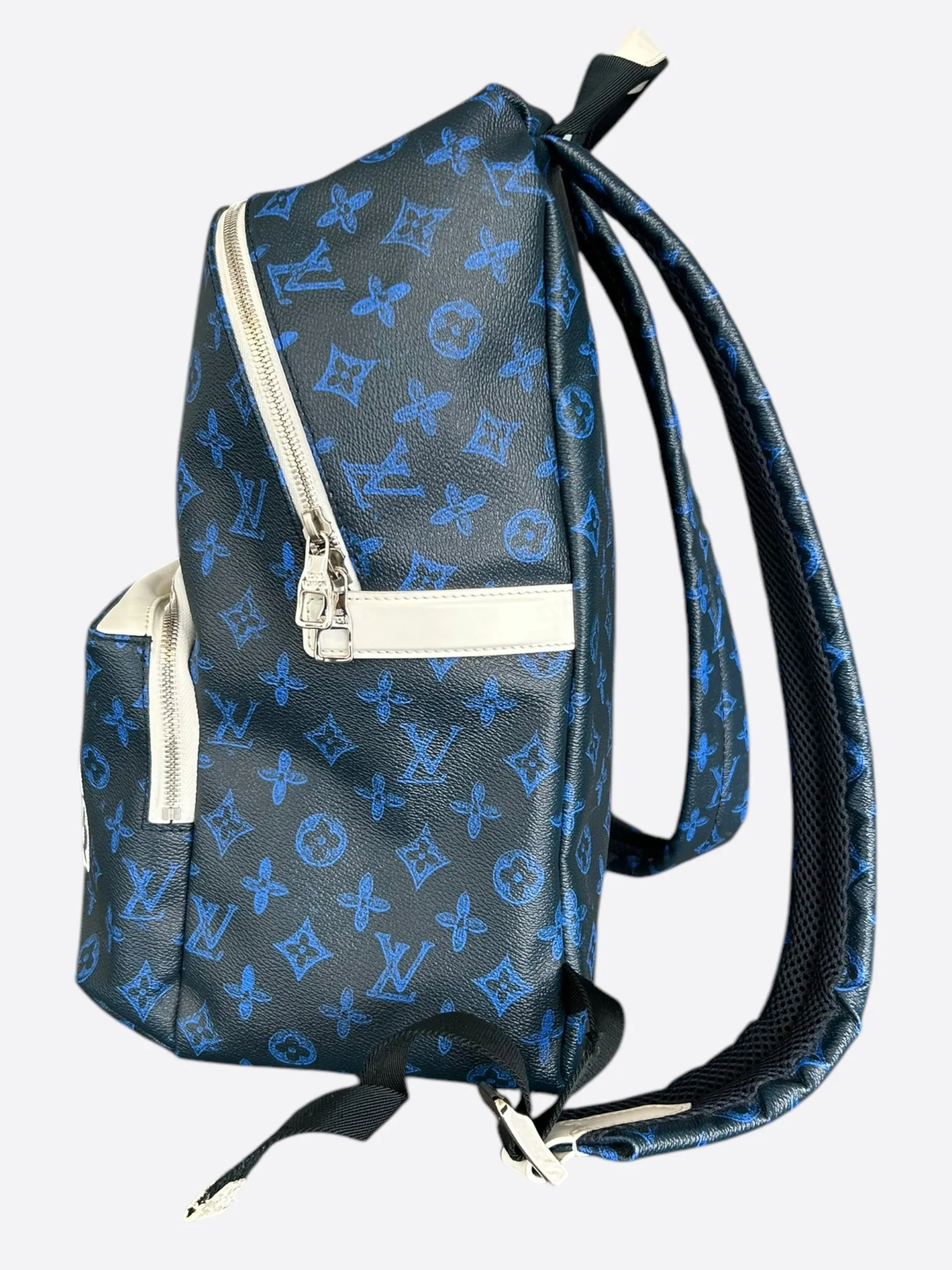 Louis Vuitton Blue & White Monogram Everyday Logo Discovery Backpack