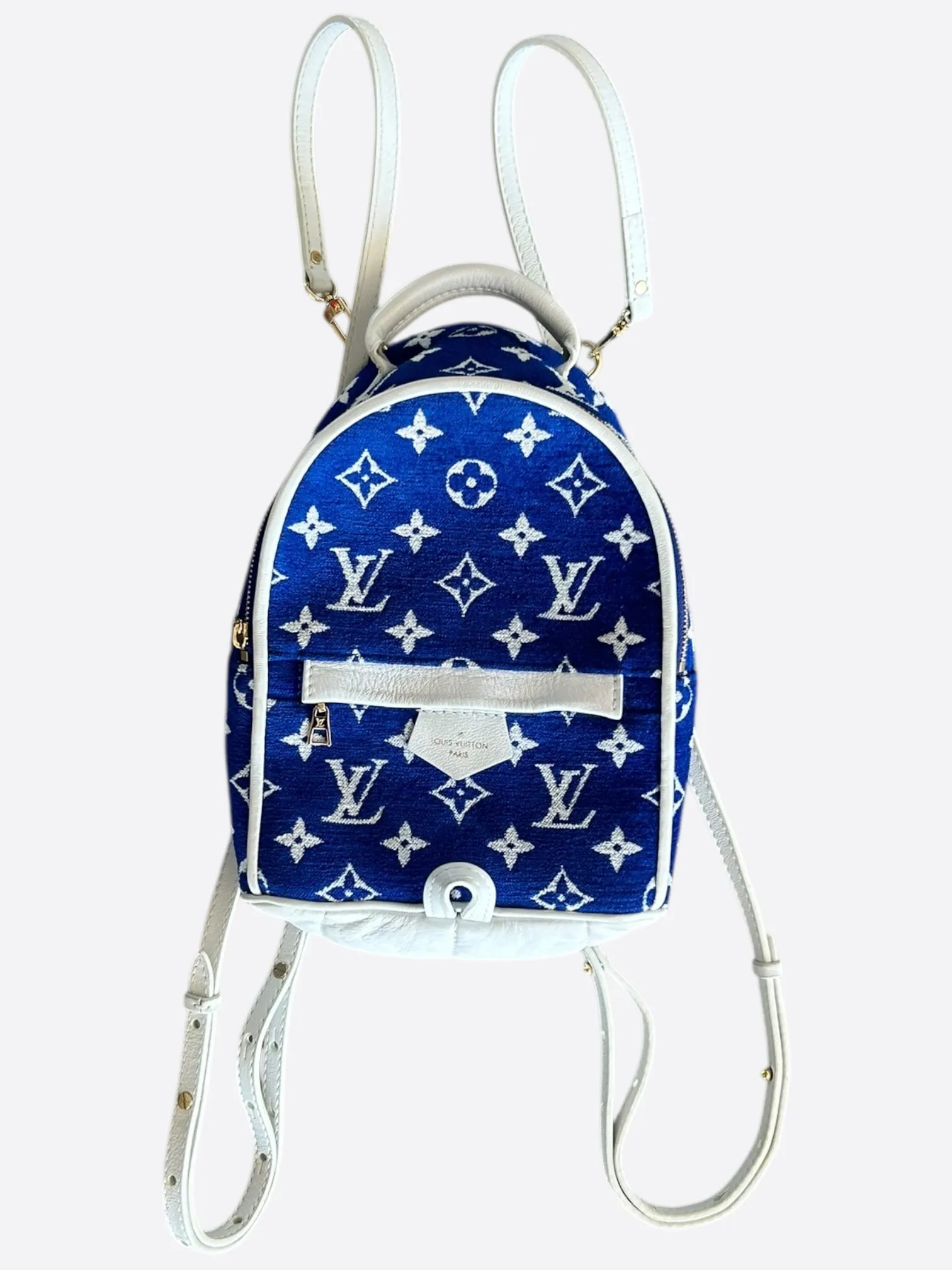 Louis Vuitton Blue & White Tennis Monogram Palm Springs Backpack