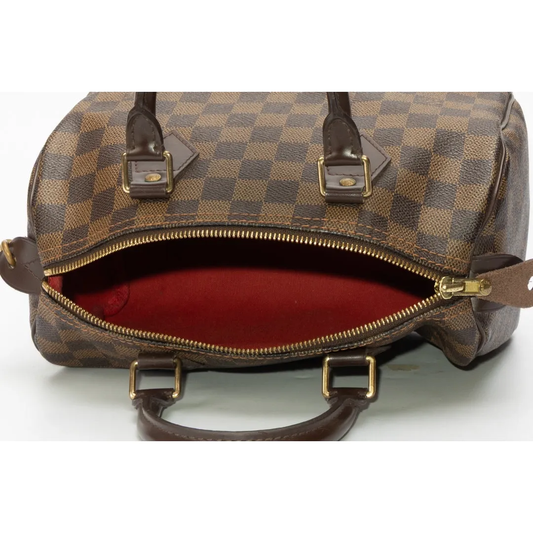 Louis Vuitton Damier Ebene Canvas Speedy 25 Bag