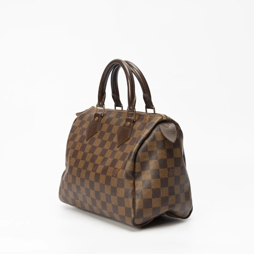 Louis Vuitton Damier Ebene Canvas Speedy 25 Bag