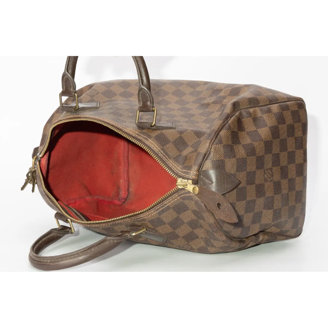 Louis Vuitton Damier Ebene Canvas Speedy 30 Bag