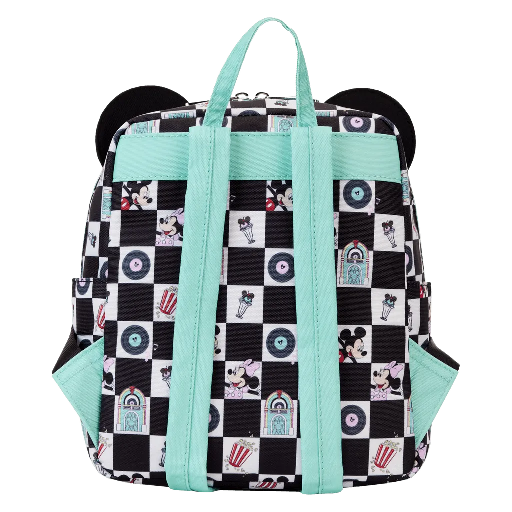 Loungefly X Disney Mickey And Minnie Date Night Diner AOP Mini Backpack