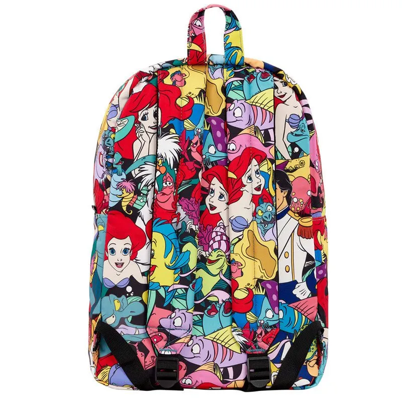 Loungefly x Disney The Little Mermaid Characters AOP Canvas Backpack