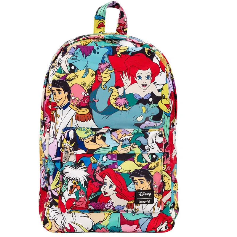 Loungefly x Disney The Little Mermaid Characters AOP Canvas luxury backpacks at outlet prices