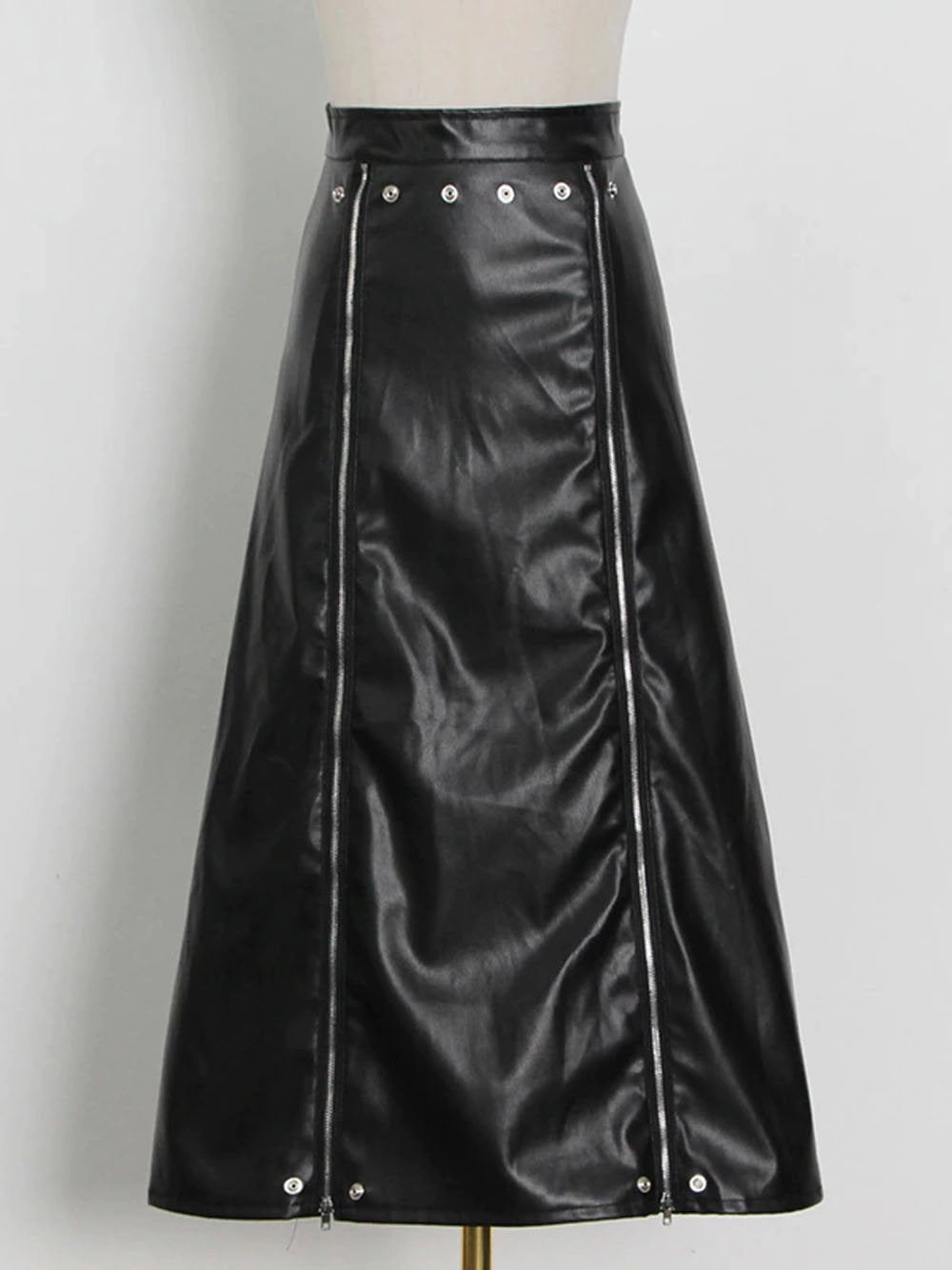 MAELLE Leather Midi Skirt