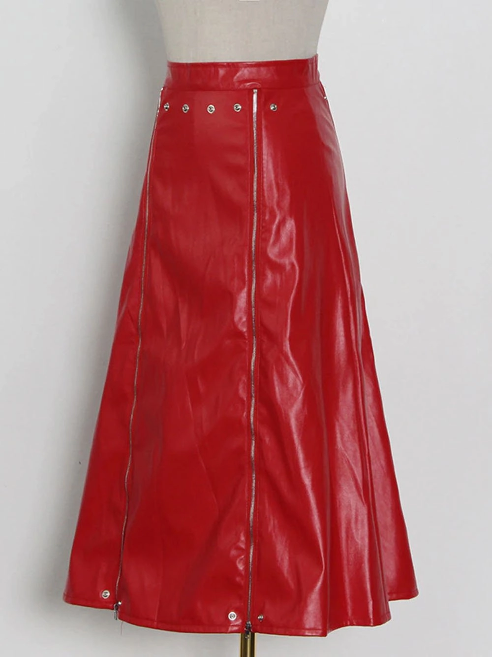 MAELLE Leather Midi Skirt