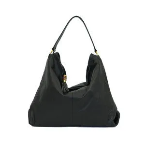 MANZONI Leather Slouchy Shoulder Bag (Style N359) SALE - BLACK