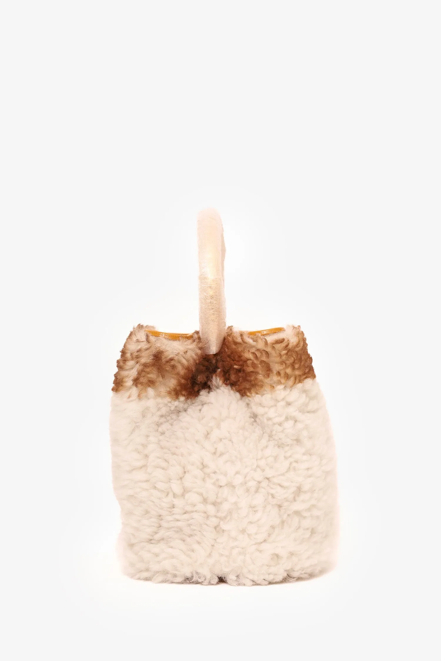 Marni White/Yellow Pannier Shearling Bucket Bag