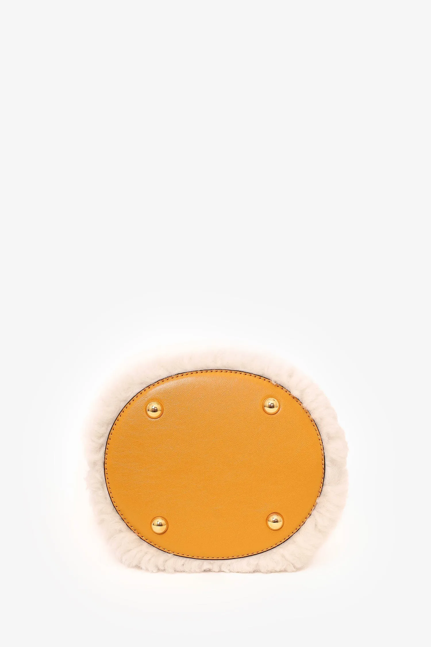 Marni White/Yellow Pannier Shearling Bucket Bag