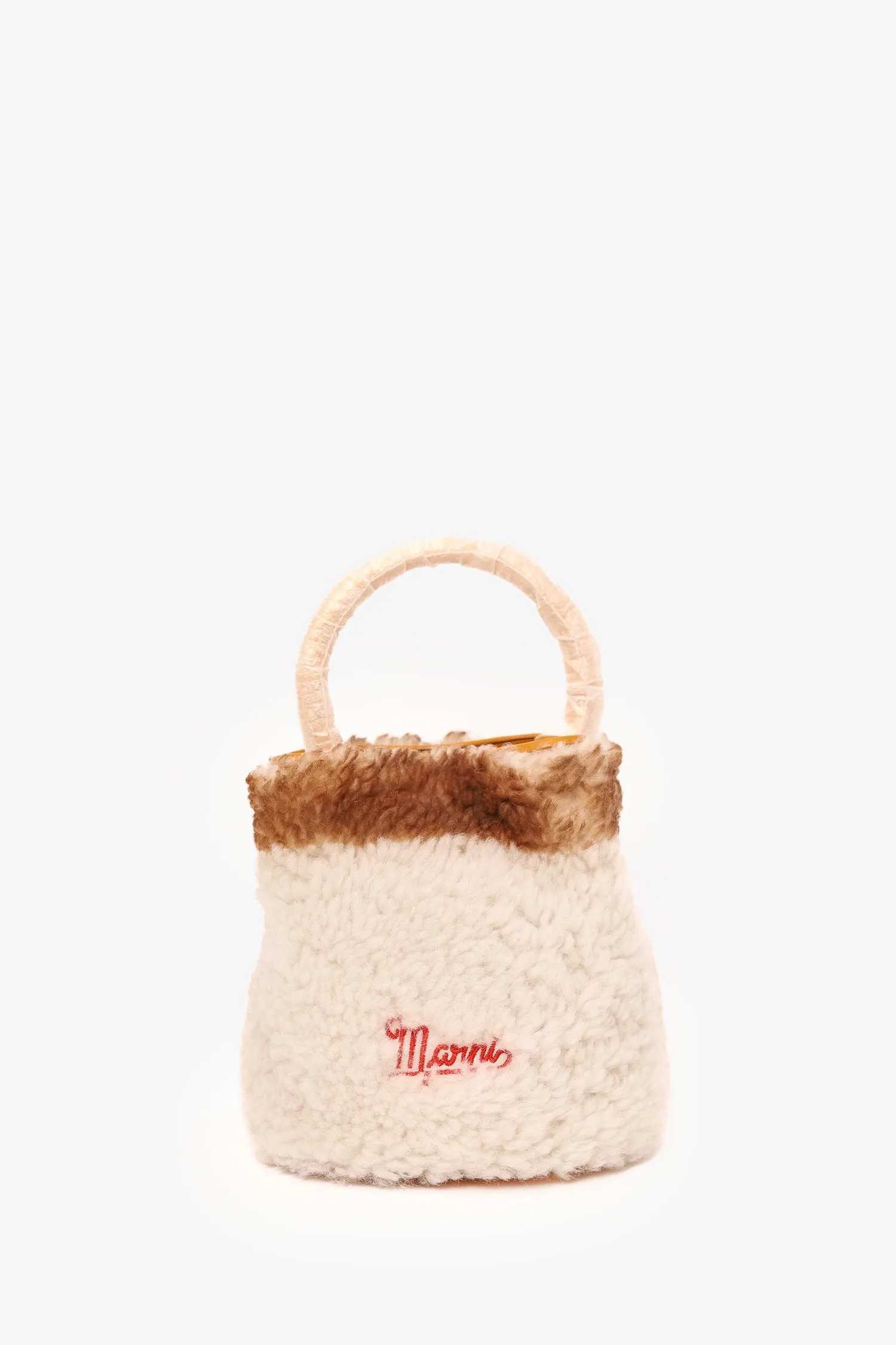 Marni White/Yellow Pannier Shearling Bucket Bag handbags bulk sale