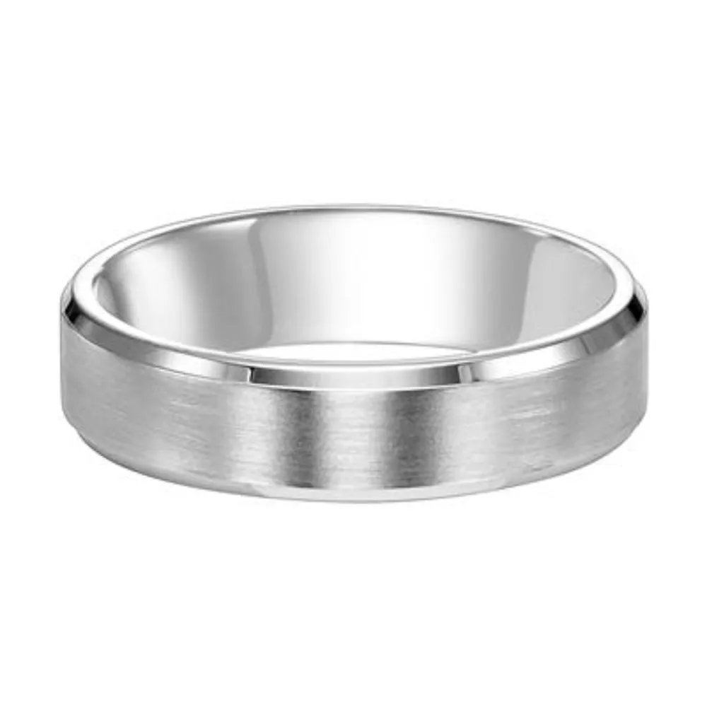 Men's 14k Flat Bevel Edge Carved Wedding Band 
