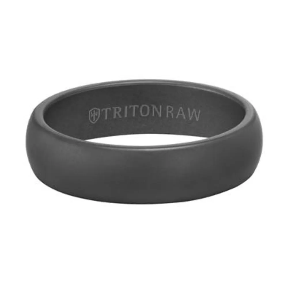 Men's 6mm Black Tungsten Round Edge Wedding Band 