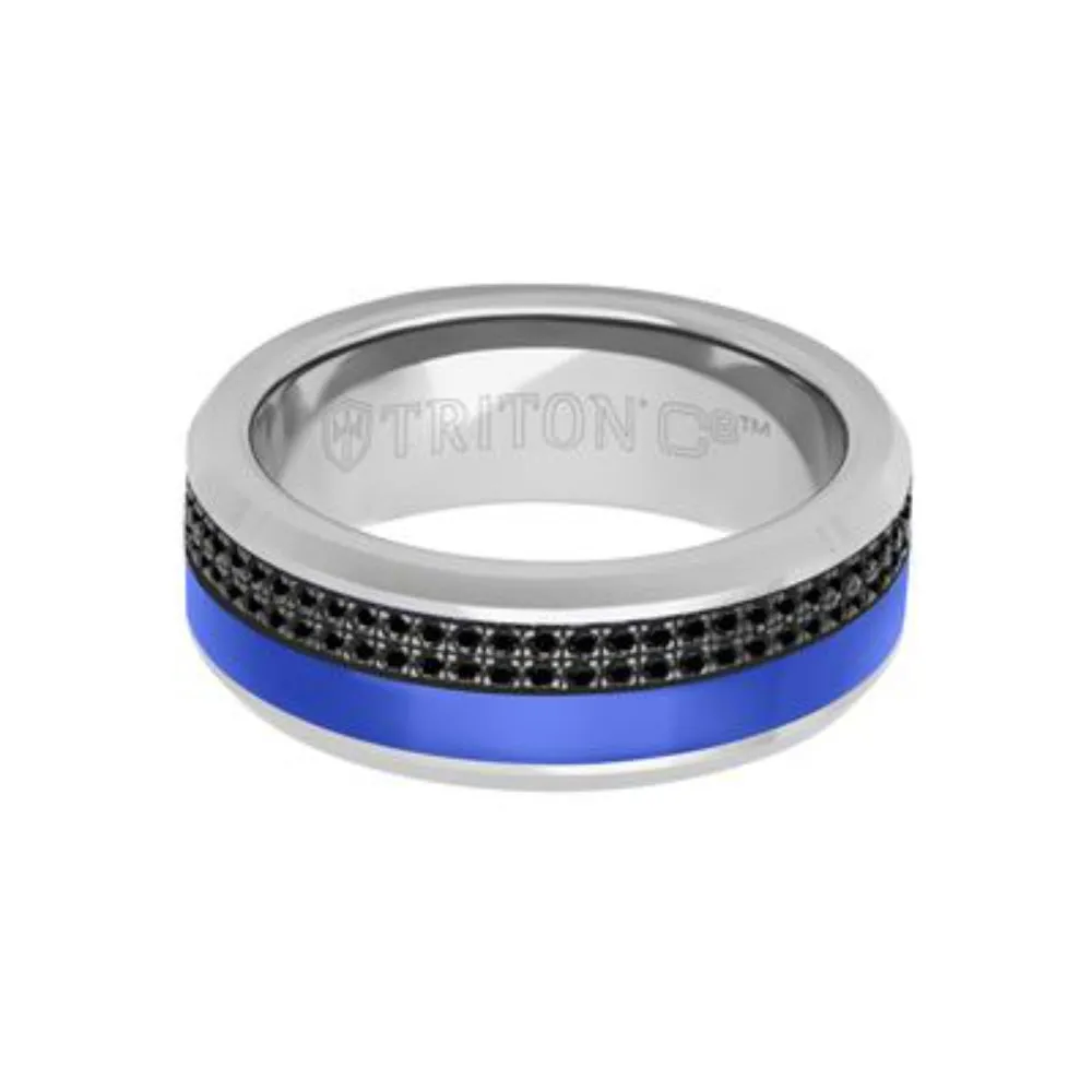 Men's 8mm Tungsten Band with Black Sapphires 