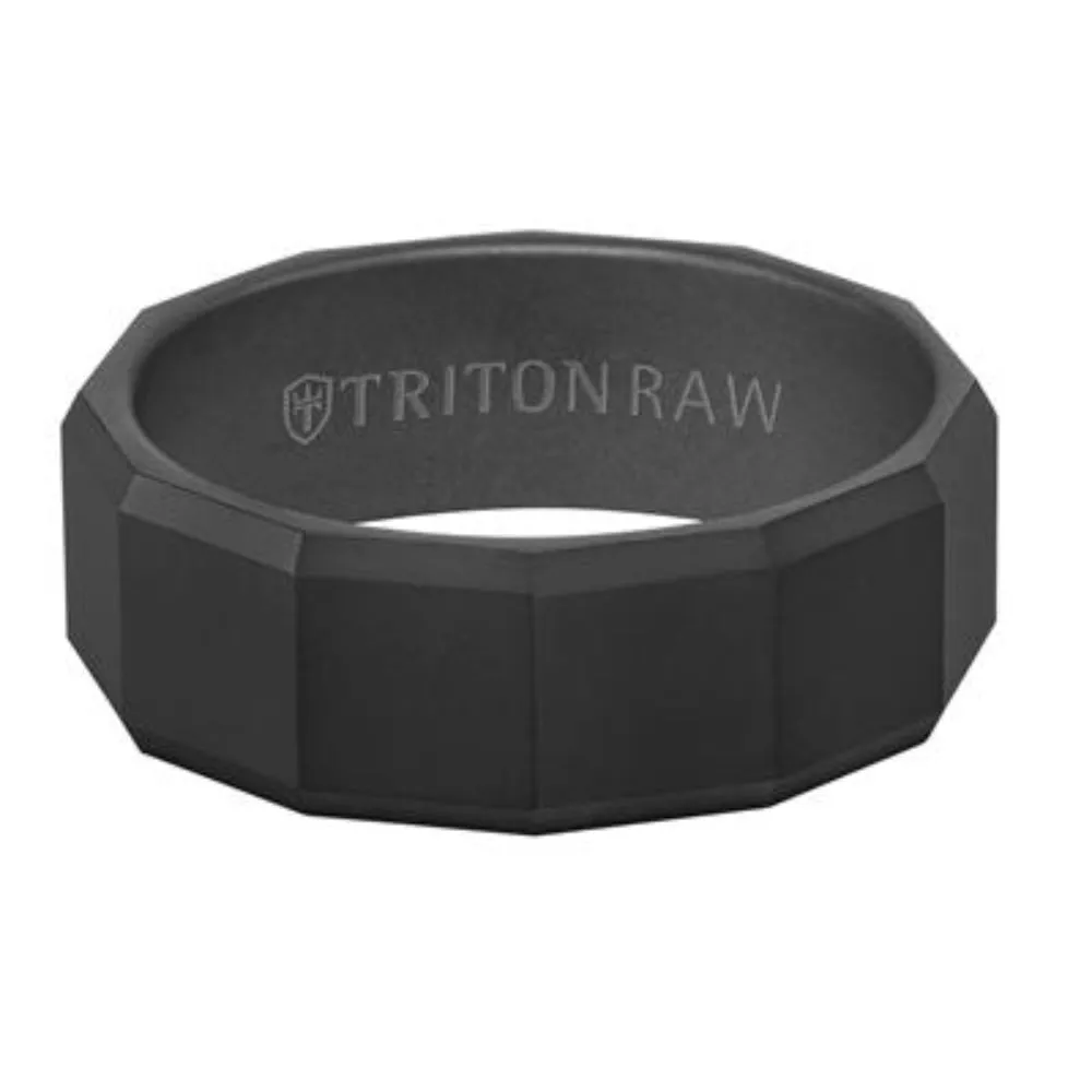 Men's 8mm Tungsten Bevel Edge Wedding Band 