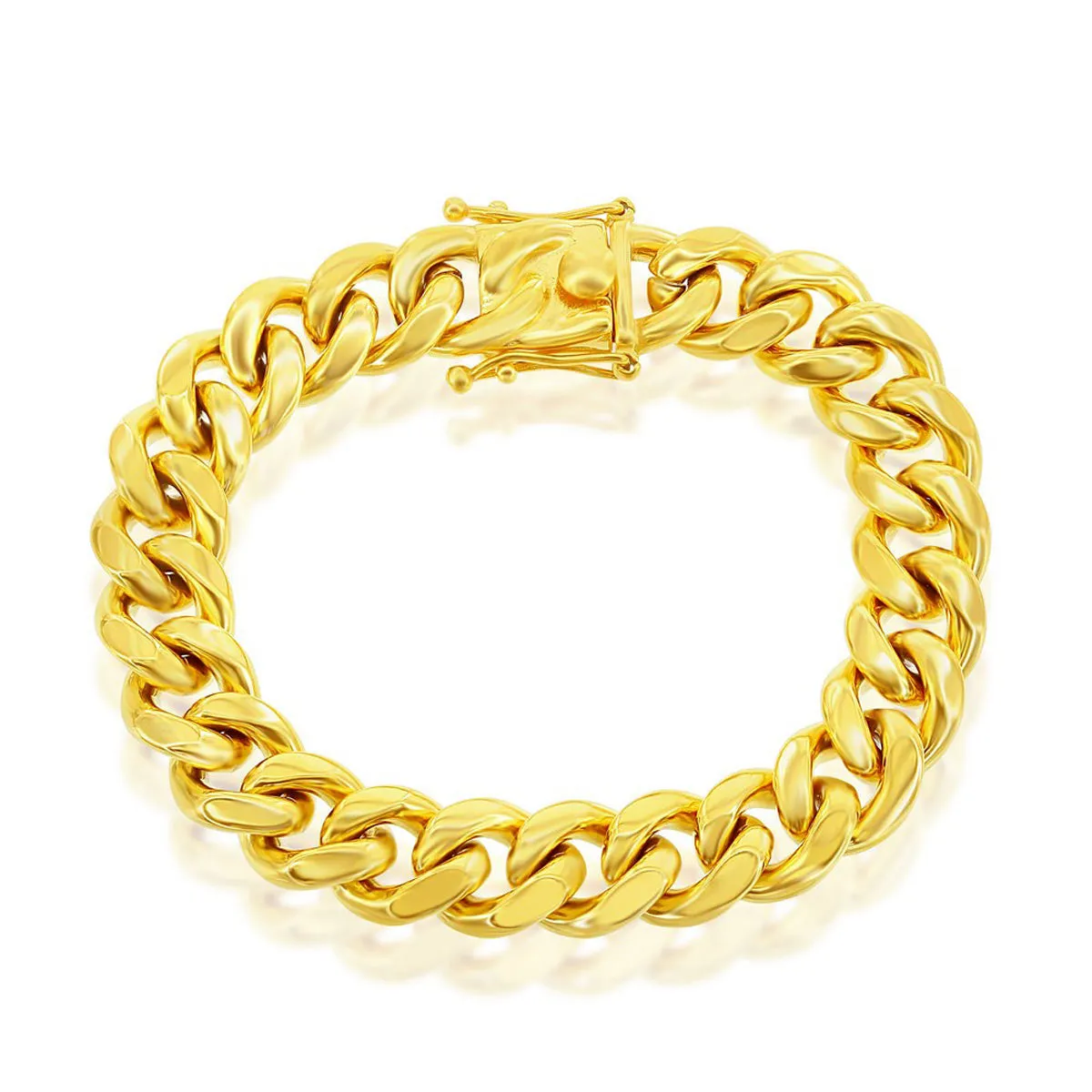 Men's Bracelet - Gold Plated Stainless Steel 14mm Miami Cuban Link | ST-1595 