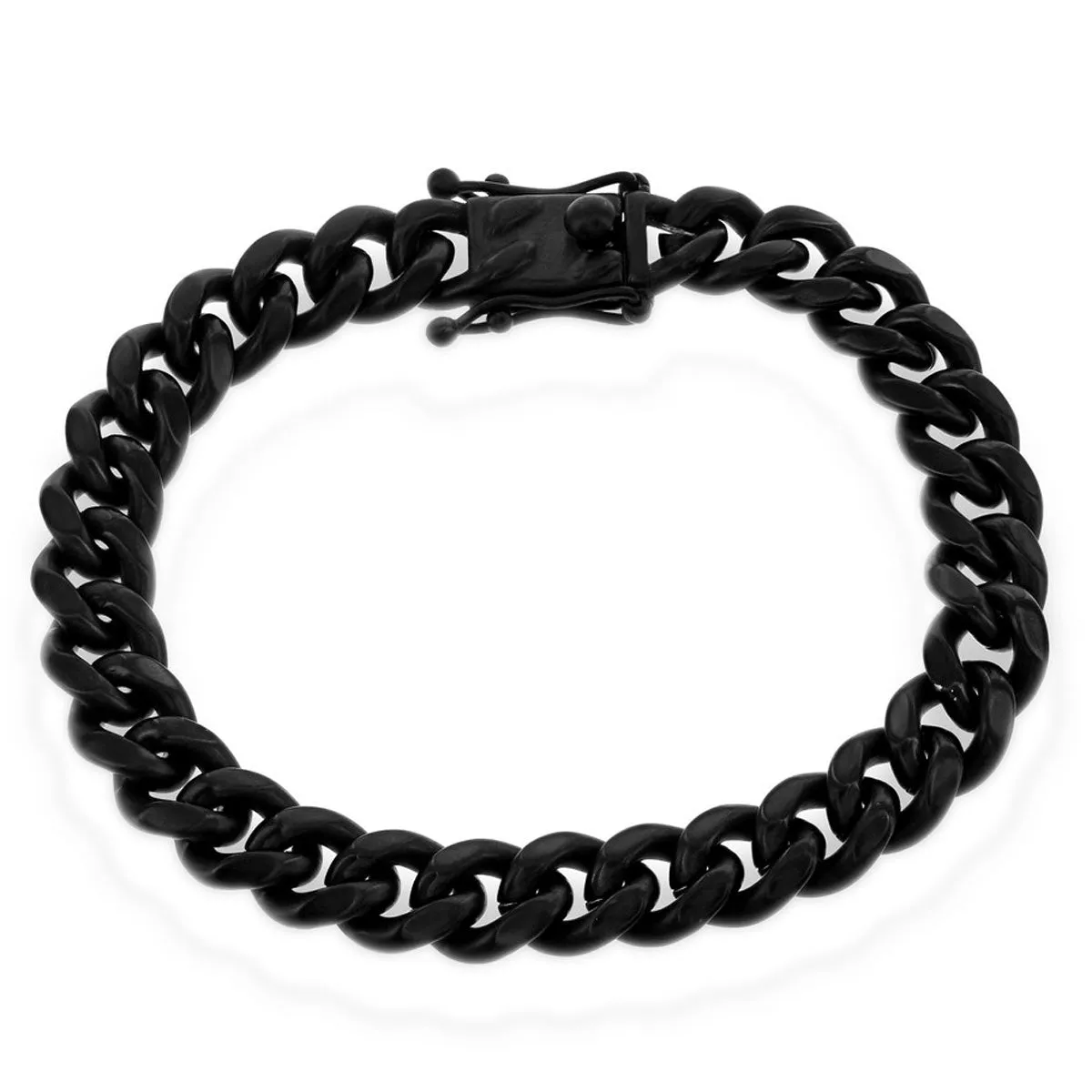 Men's Bracelet - Stainless Steel Matte Black 10mm Miami Cuban Link | ST-1594 