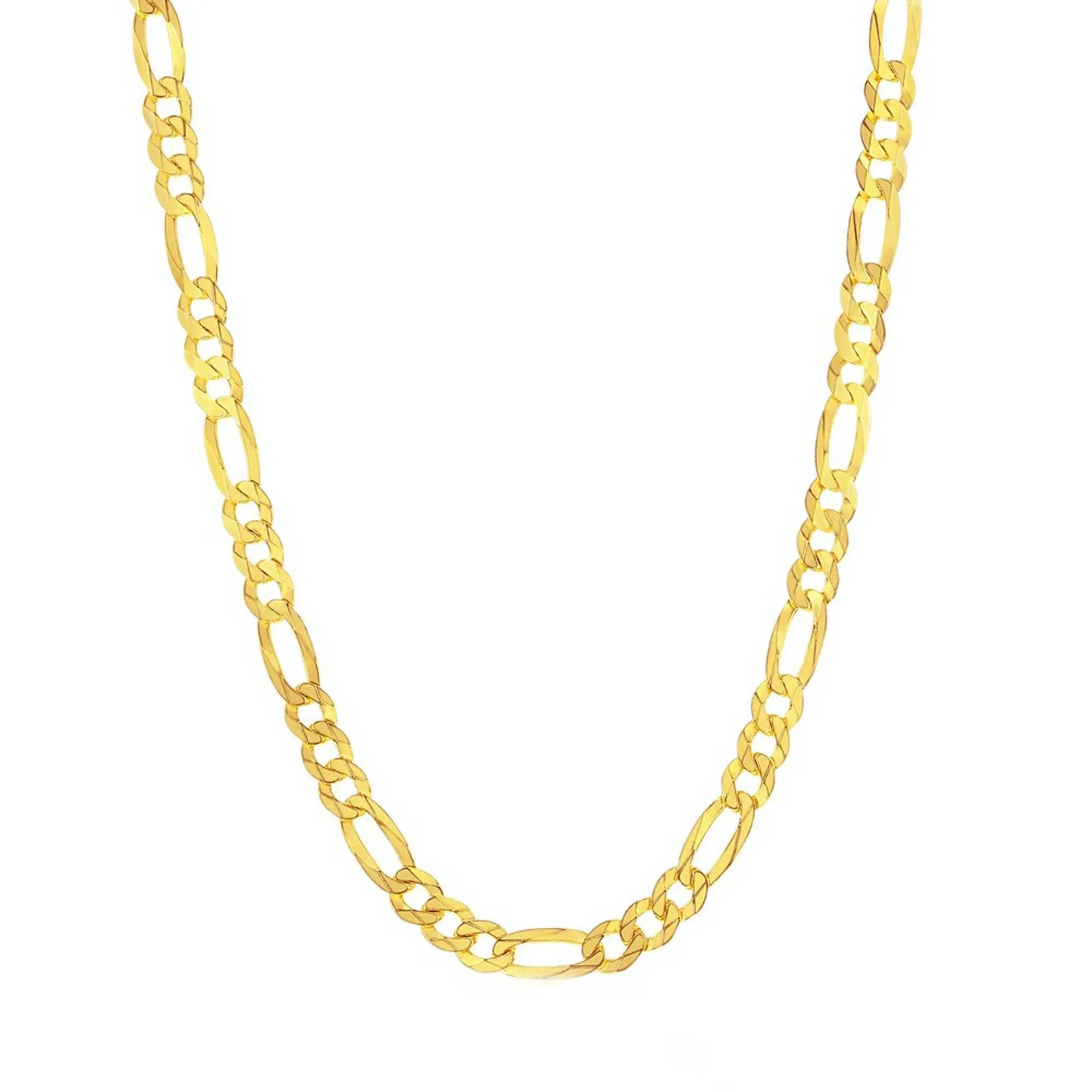 Men's Chain - Gold Sterling Silver 5mm Flat Figaro, 20 Inch | Q-5756-20 