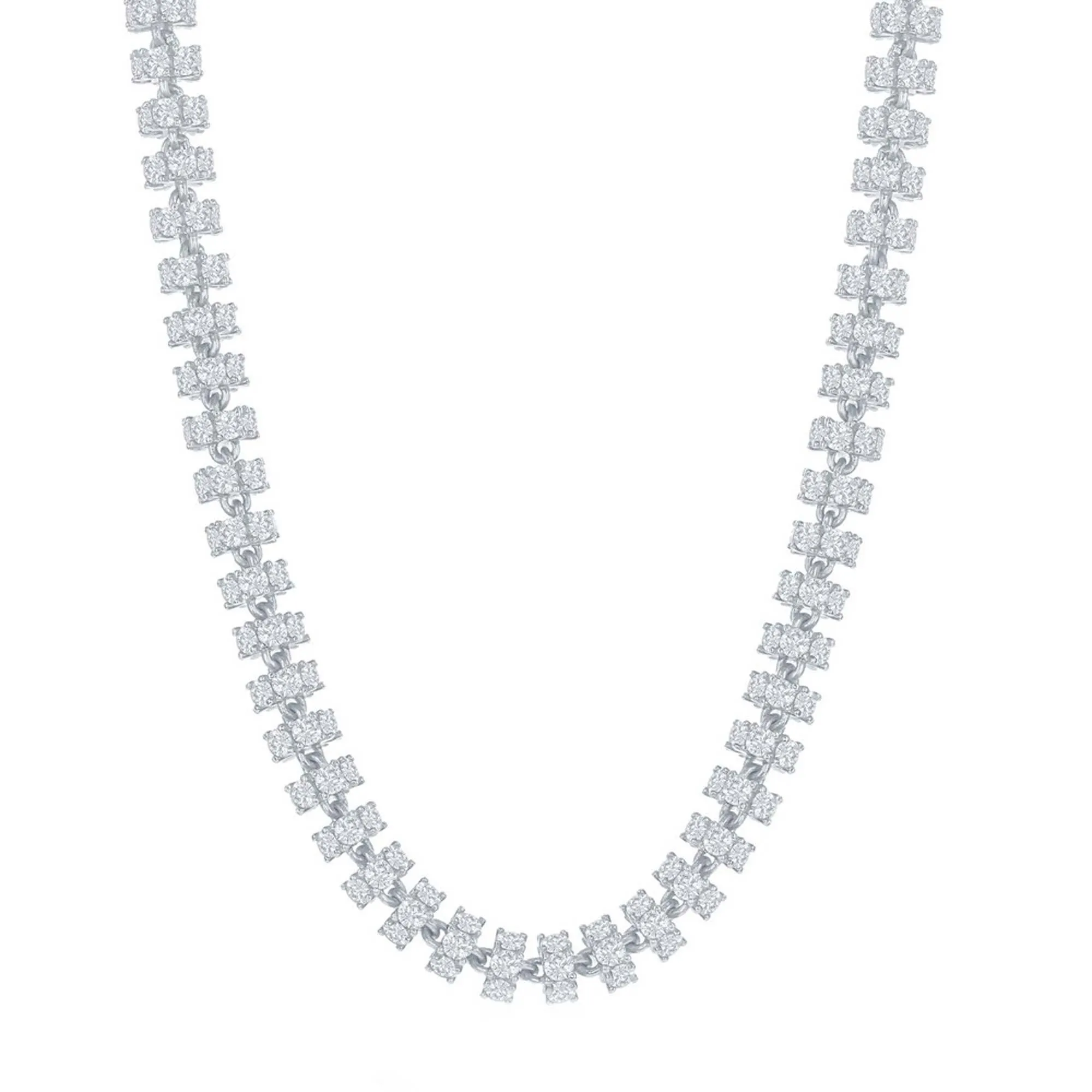 Men's Chain - Sterling Silver 6mm Barrel White CZ, 9 Inch | Q-5651-9 