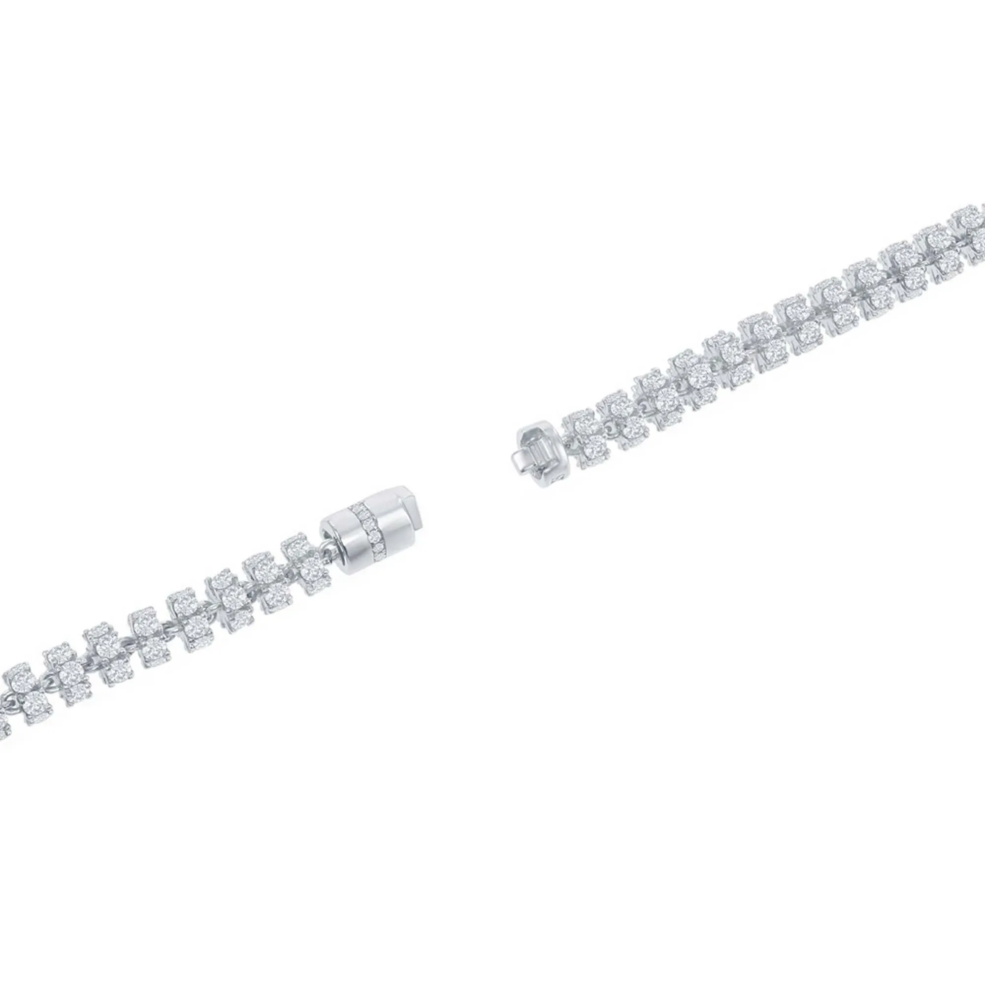 Men's Chain - Sterling Silver 6mm Barrel White CZ, 9 Inch | Q-5651-9