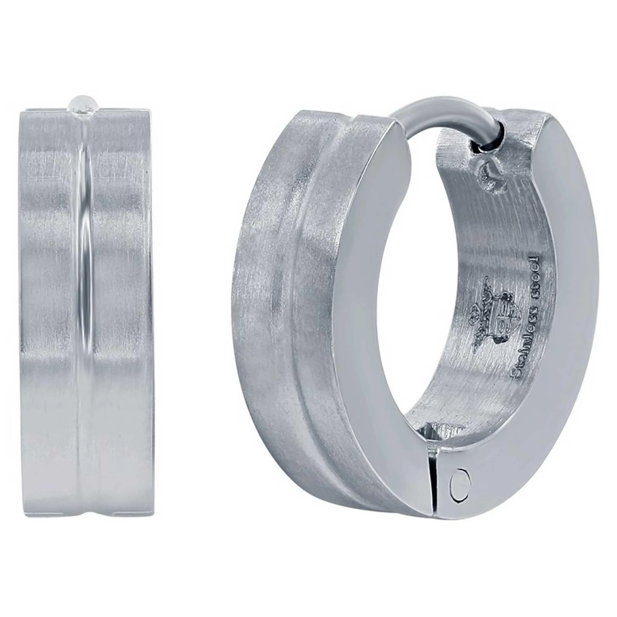 Men's Earrings - Stainless Steel Material 13mm Lined Huggie Hoop | SA-6079 