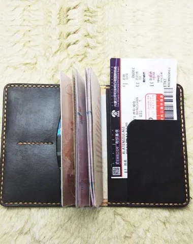Mens Leather Slim Passport Wallets on sale Coffee Leather Small billfold Travel Wallet on sale for Men