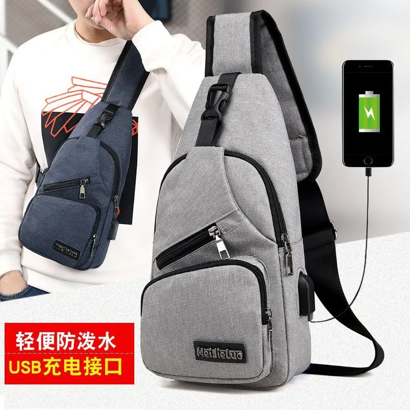 Men's Oblique Span Bag Canvas Shoulder Bag 