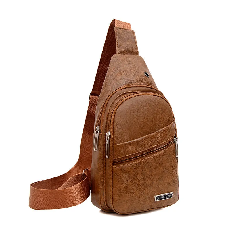 Men's PU Soft Leather Breast Bag 