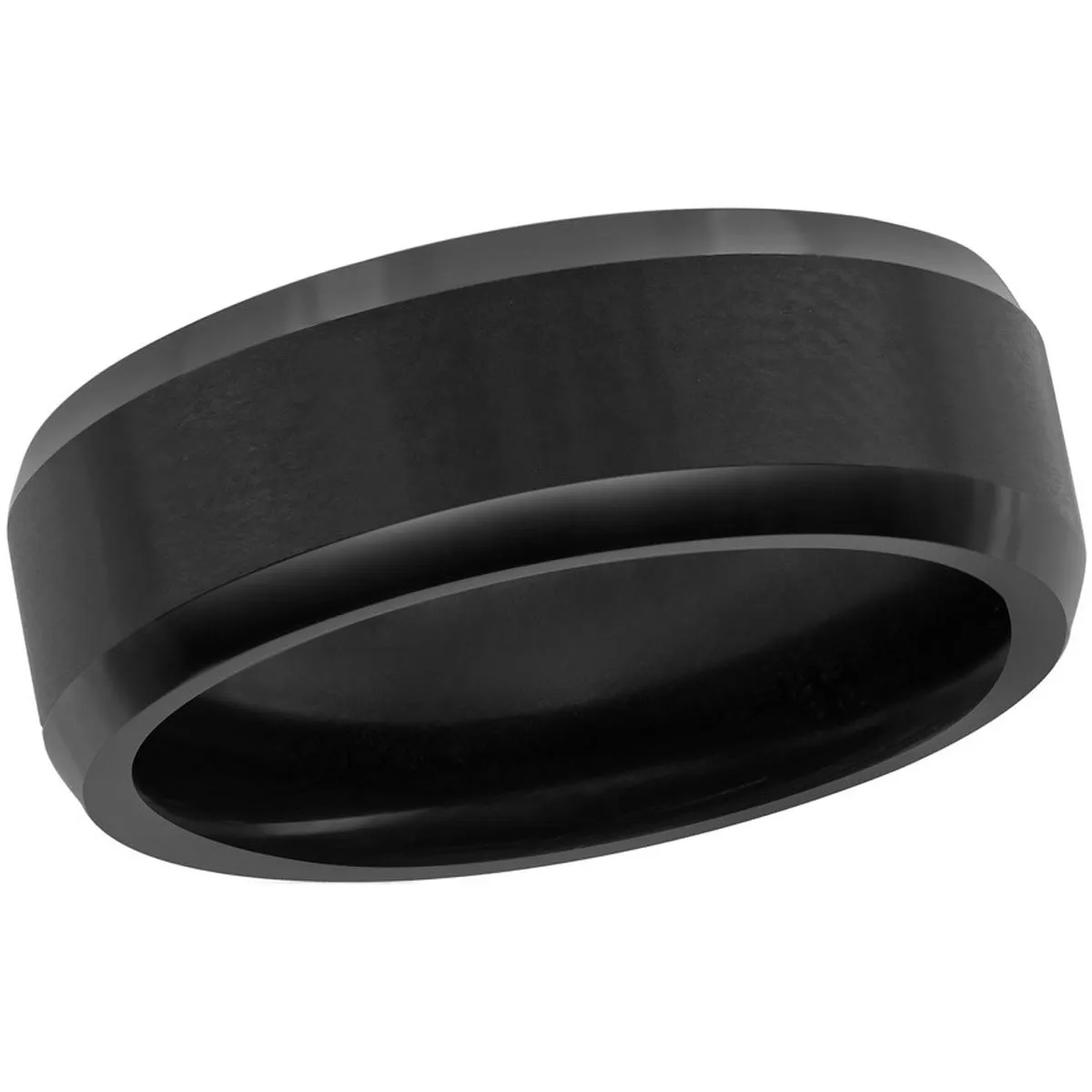 Men's Ring - Brushed and Polished Black 8mm Tungsten, Size 9 | SW-2078-9 