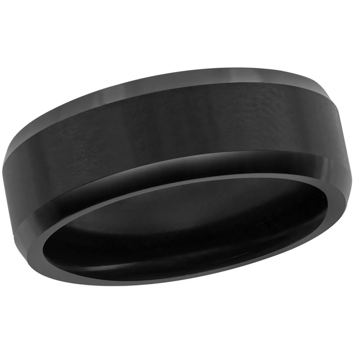 Men's Ring - Brushed and Polished Black 8mm Tungsten, Size 9 | SW-2078-9