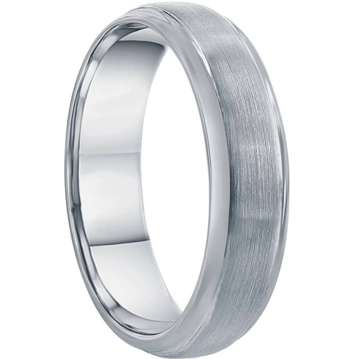 Men's Ring - Brushed and Polished Silver Tungsten, Size 9 | SW-2117-9