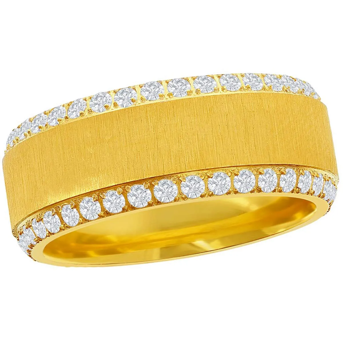 Men's Ring - Gold Steel Double Row CZ Eternity Band, Size 9 | SW-2109-9 