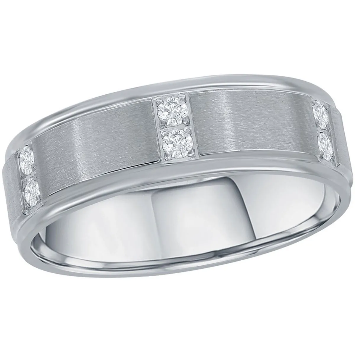 Men's Ring - Stainless Steel Brushed and Polished CZ, Size 9 | SW-2100-9