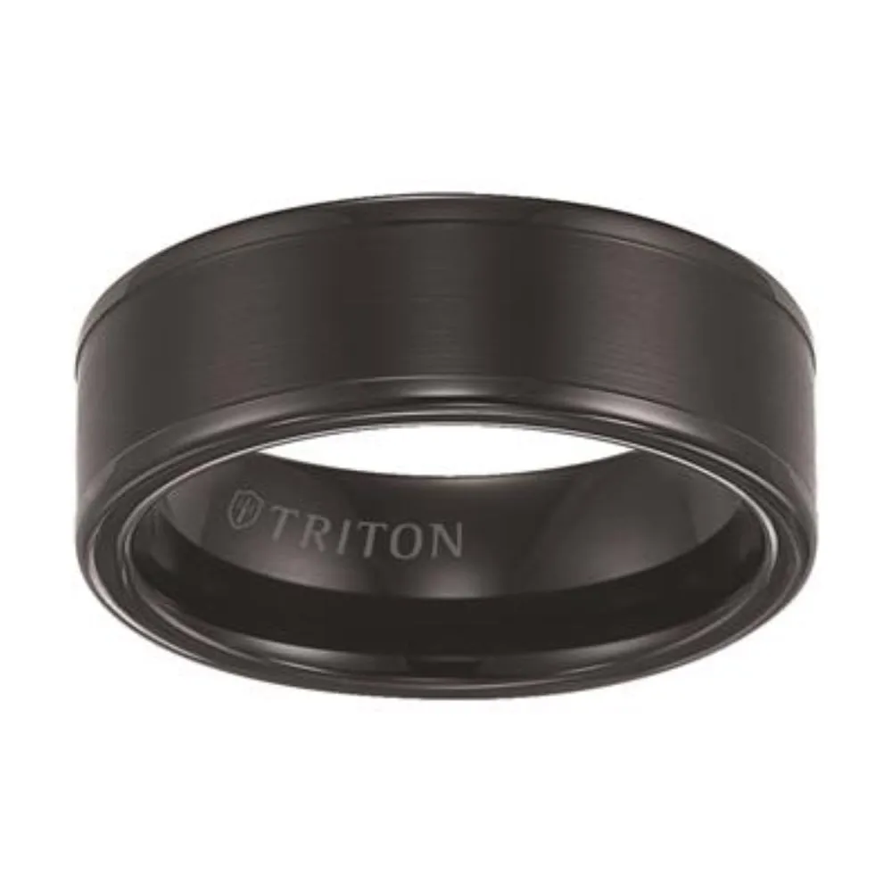 Men's Tungsten 8mm Roll Edge Wedding Band 