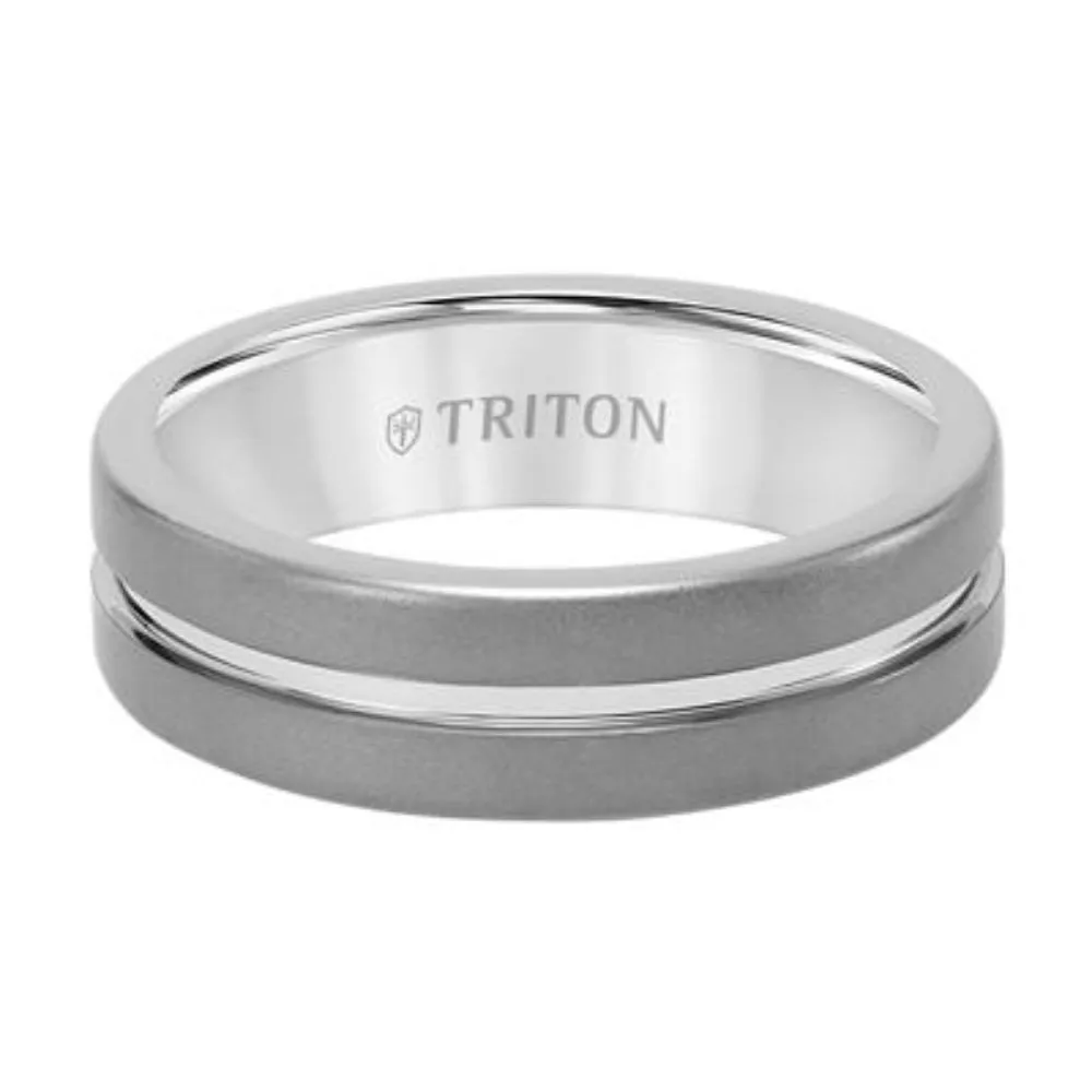 Men's Tungsten Sandblast Finish Contemporary Wedding Band 