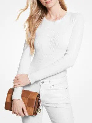 Mercer Small Woven Faux Leather and Suede Crossbody Bag