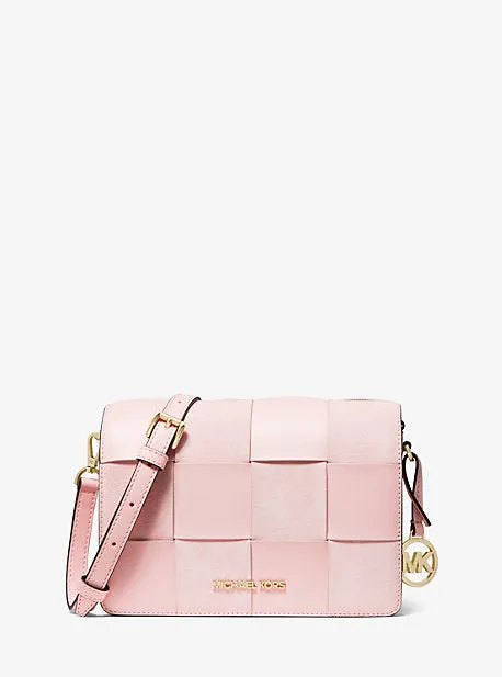 Mercer Small Woven Faux Leather and Suede Crossbody Bag