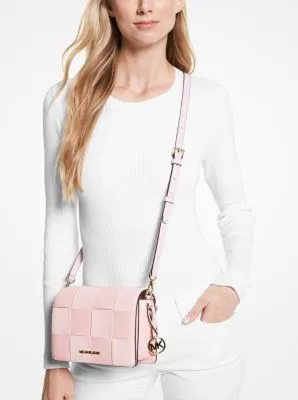 Mercer Small Woven Faux Leather and Suede Crossbody Bag