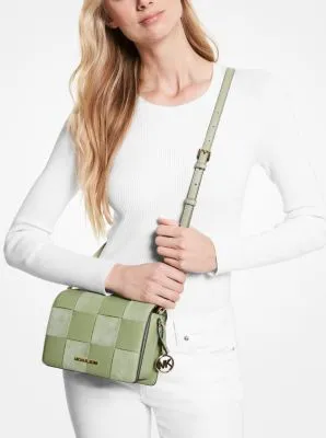 Mercer Small Woven Faux Leather and Suede Crossbody Bag