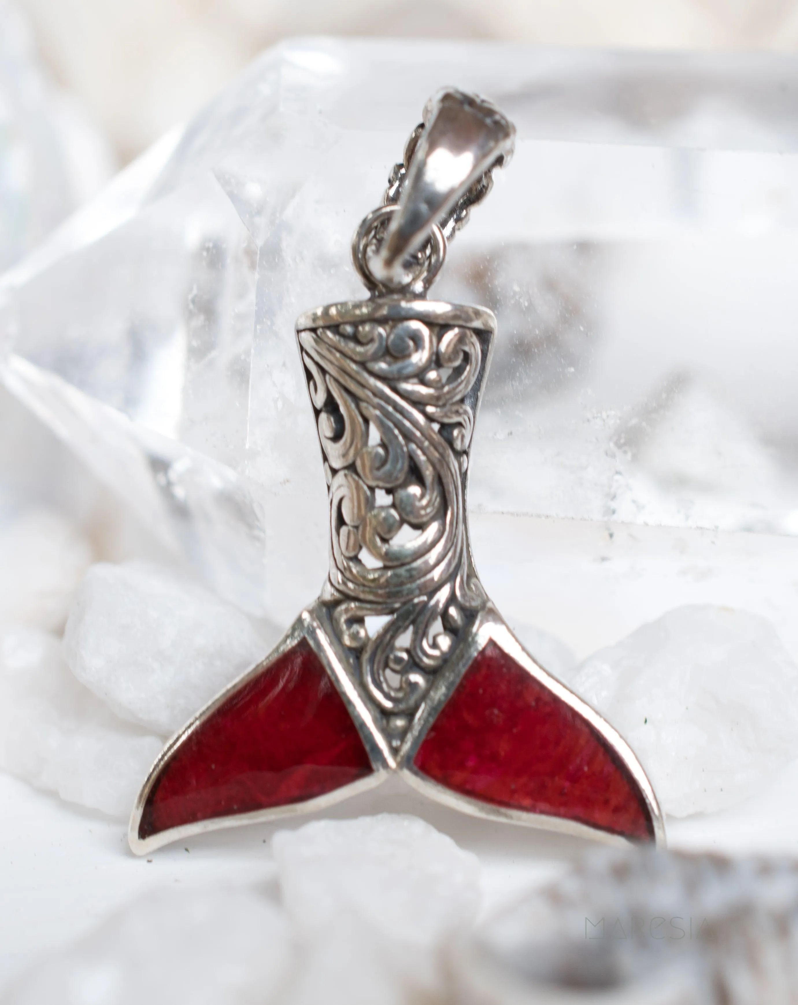 Mermaid Tail Pendant ~ Abalone or Coral ~ Sterling Silver 925 ~SMP006