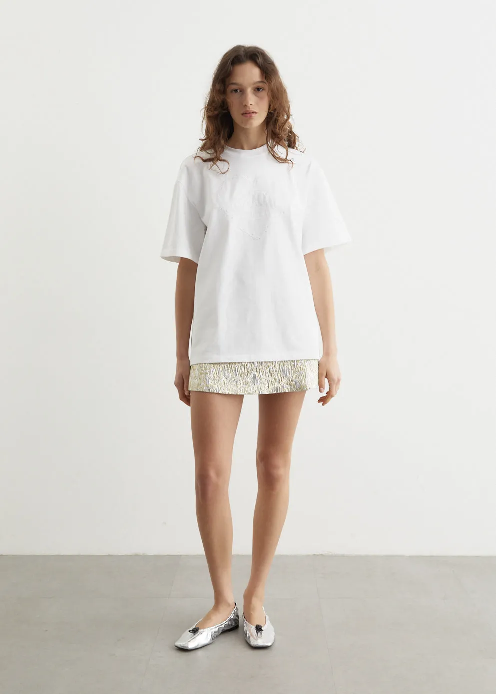 Metallic Cloque Elasticated Mini Skirt