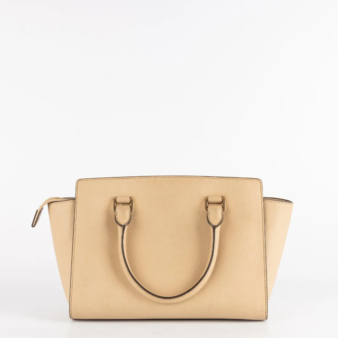 Michael Kors Beige Leather Medium Selma Satchel