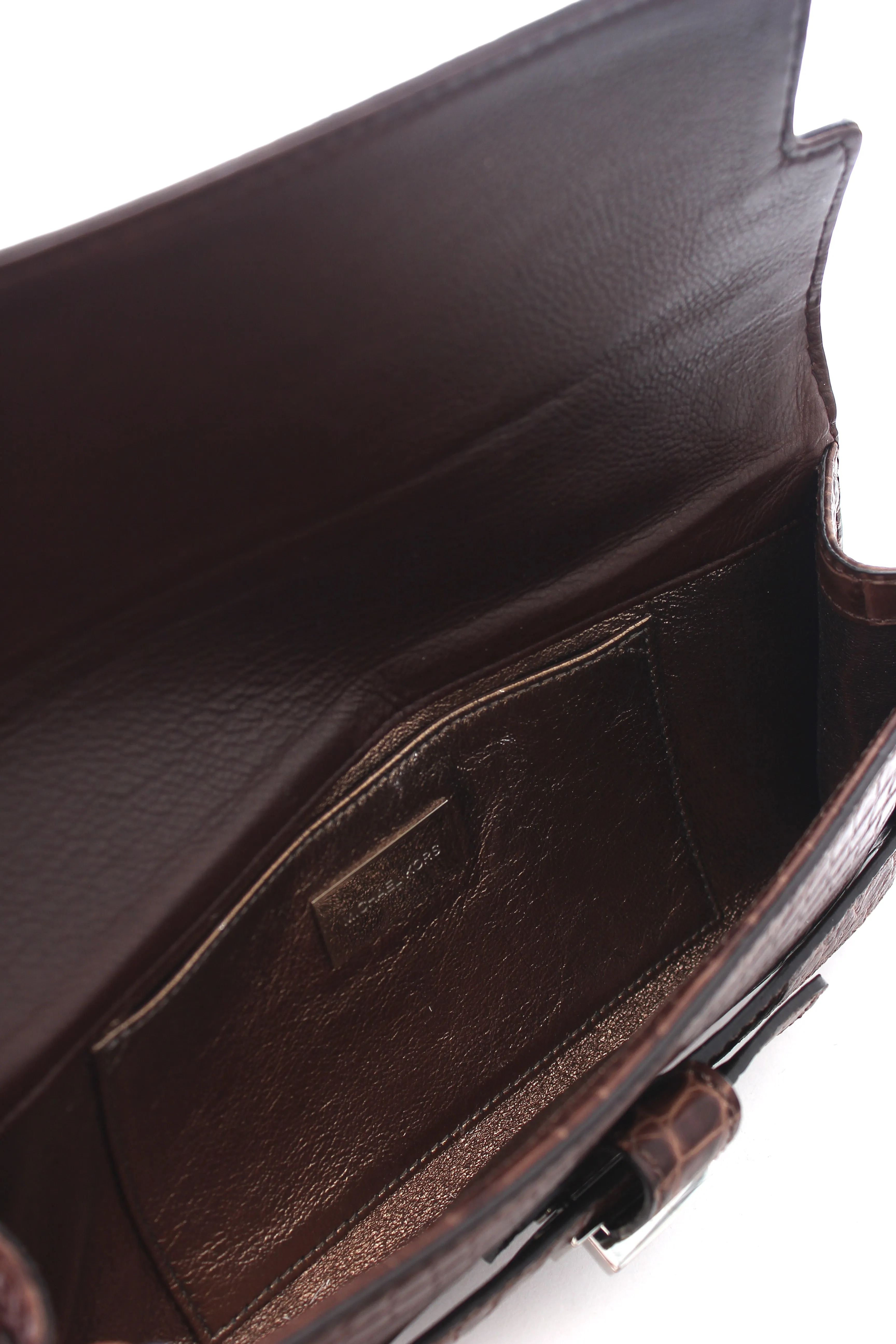 Michael Kors Collection Croc-Embossed Leather Clutch Bag