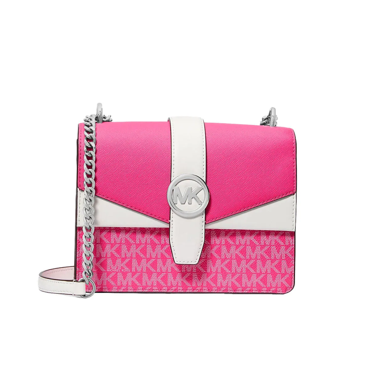 Michael Kors Leather Chain Shoulder Bag Dragonfruit Pink