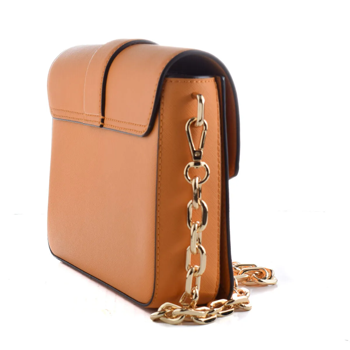Michael Kors Logo Chain Shoulder Bag Honeycomb Orange