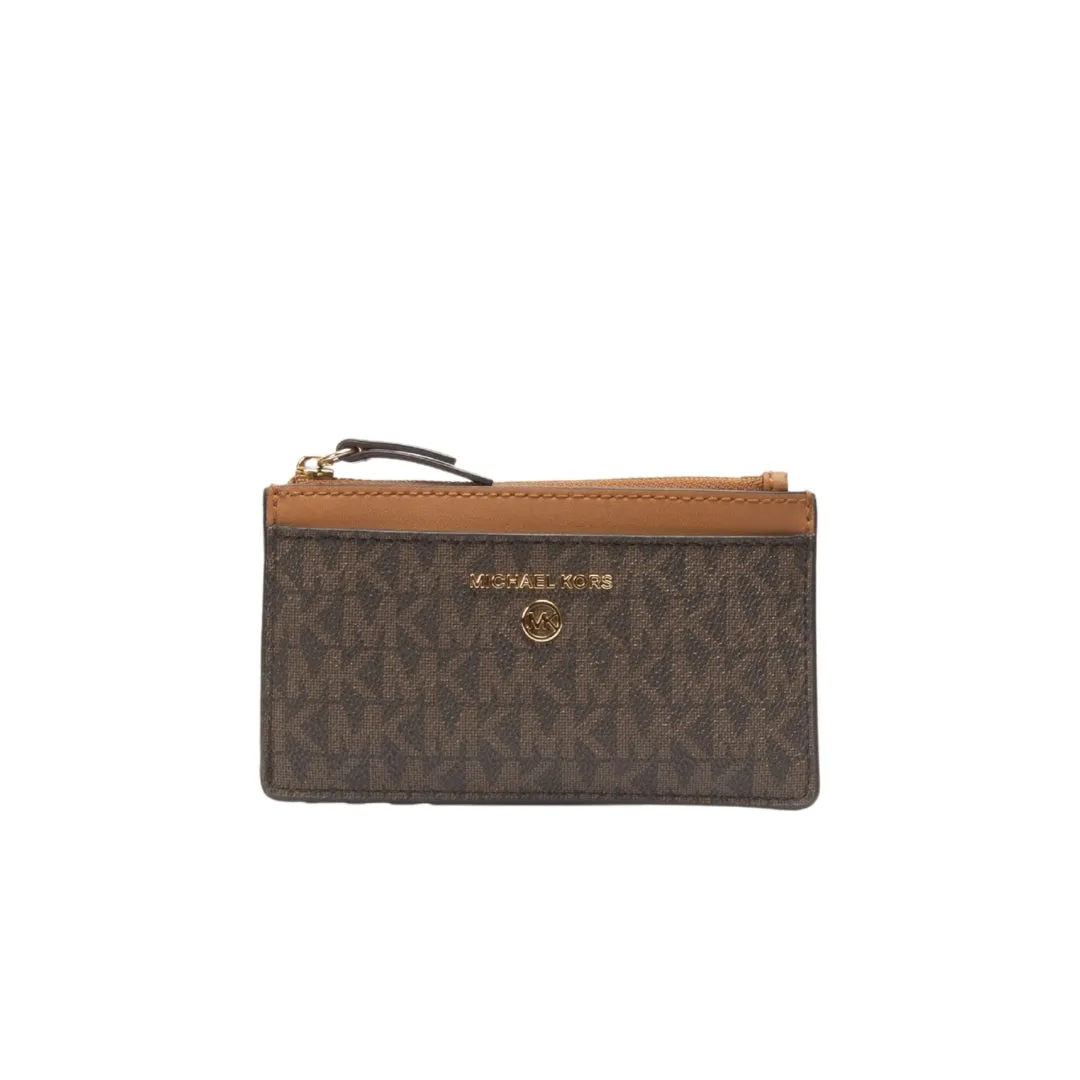 Michael Kors Logo Print Jet Set Charm Leather Card Case flash sale luggage