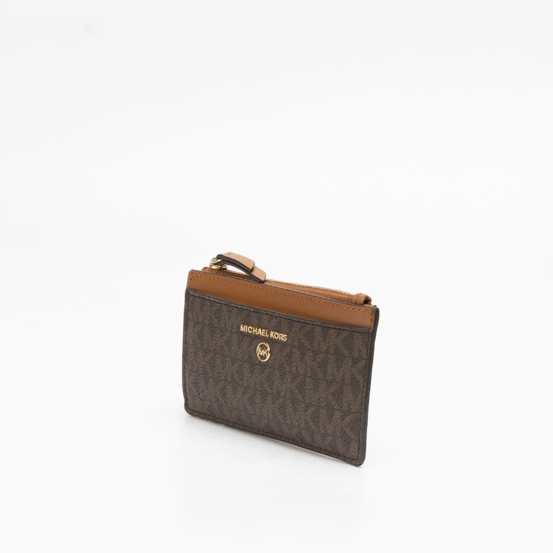 Michael Kors Logo Print Jet Set Charm Leather Card Case