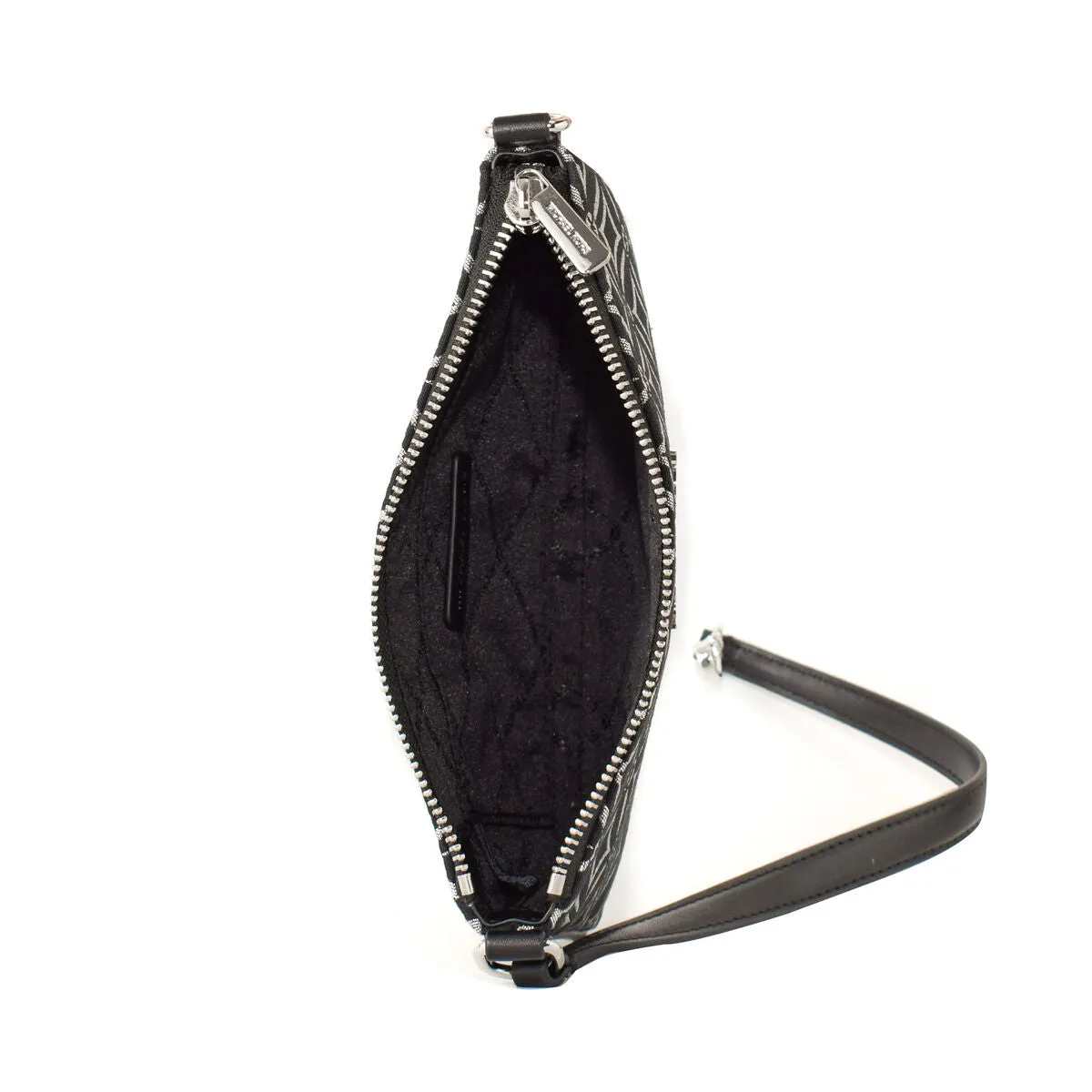 Michael Kors Logo Print Shoulder Bag Black Silver